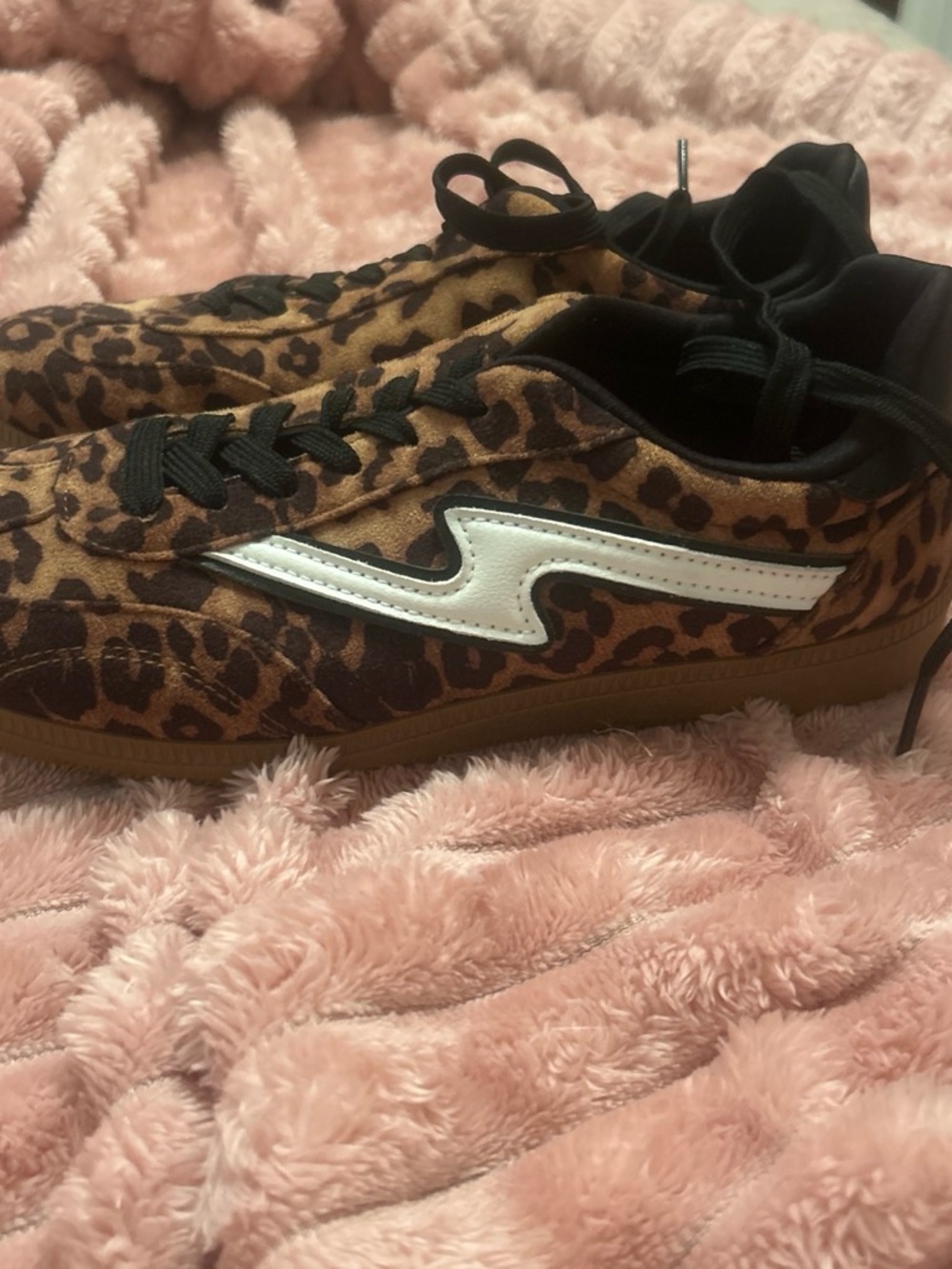 Leopard Print Lace-Up Women's Sneakers - Brown